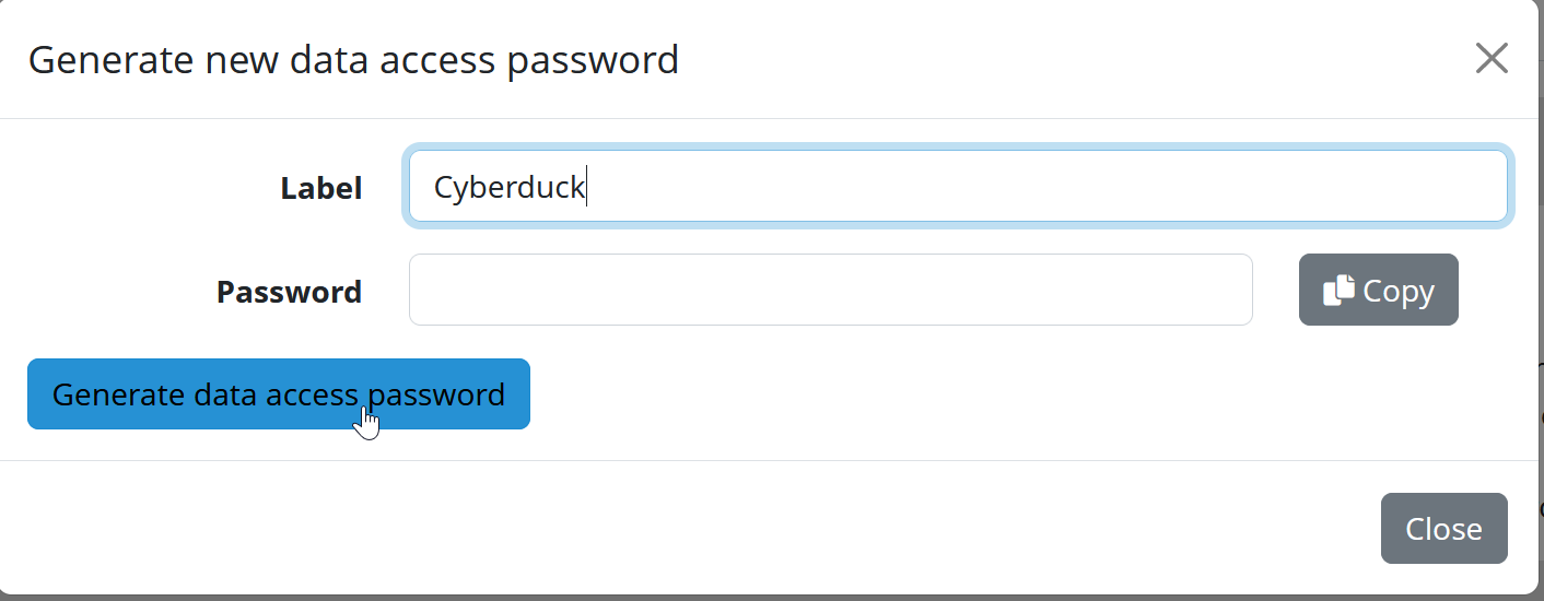Generate Data Access Password